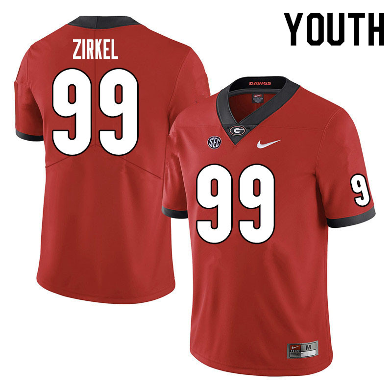 Youth #99 Jared Zirkel Georgia Bulldogs College Football Jerseys Sale-Red - Click Image to Close
